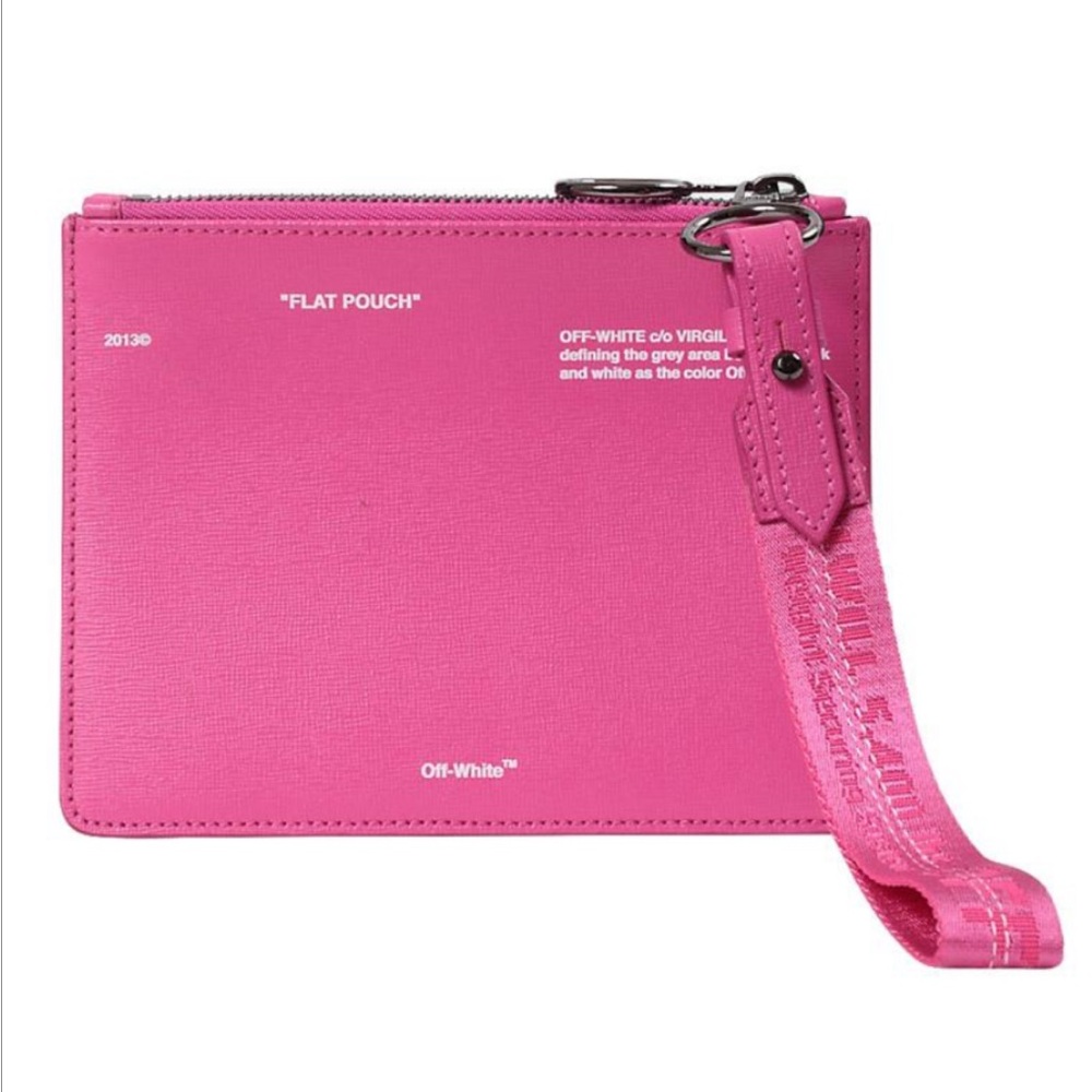 Off-White Pink Double Zipper Flat Pouch